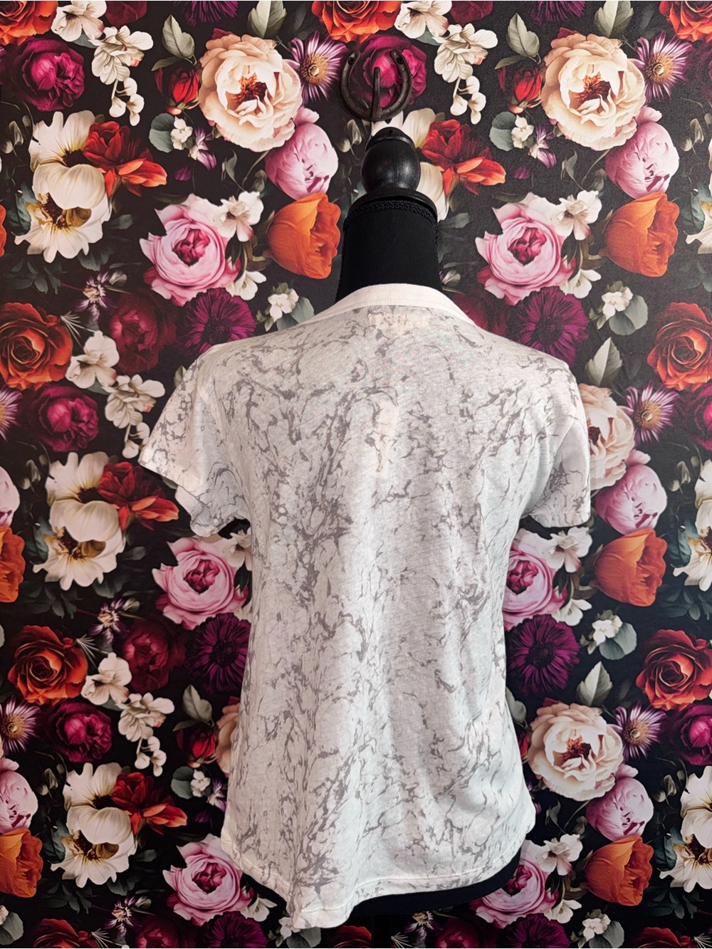 NWT, Madewell White and Gray Marble-Print Short Sleeve Tee, S - Picture 3 of 8